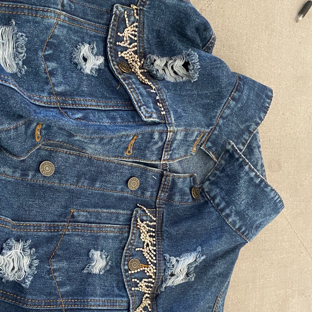 Distressed Blue Jean Jacket - Picture 5 of 5